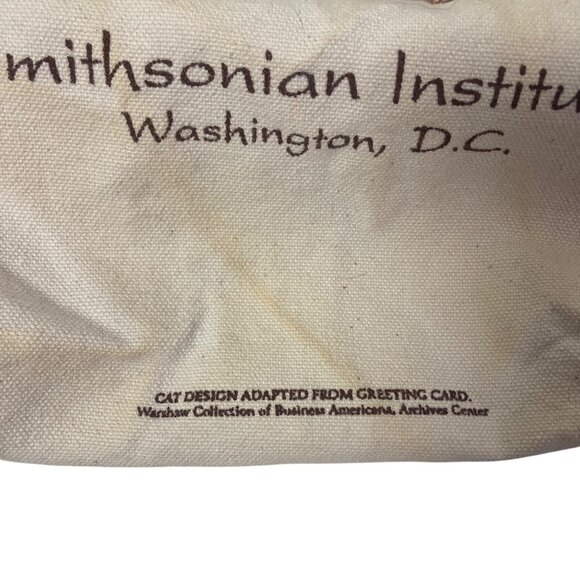 Vintage Smithsonian Museum of American History Cat Print Canvas Tote Bag By Mimi - Picture 5 of 11